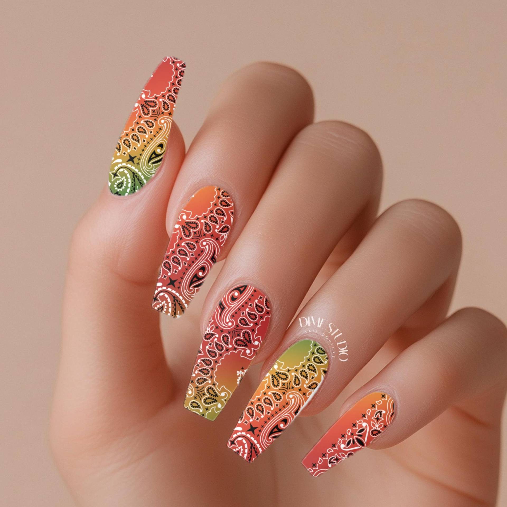 Rastafari Ombre Classic Bandana Nagelabziehbilder - Paisley Wassertransfer Nail Wraps Trending Nageldesigns Sommer Art Rastafari Ombre Classic Bandana Nagelabziehbilder - Paisley Wassertransfer Nail Wraps Trending Nageldesigns Sommer Art von Etsy - DXHNAILCO