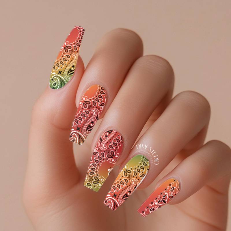 Rastafari Ombre Classic Bandana Nagelabziehbilder - Paisley Wassertransfer Nail Wraps Trending Nageldesigns Sommer Art von Etsy - DXHNAILCO