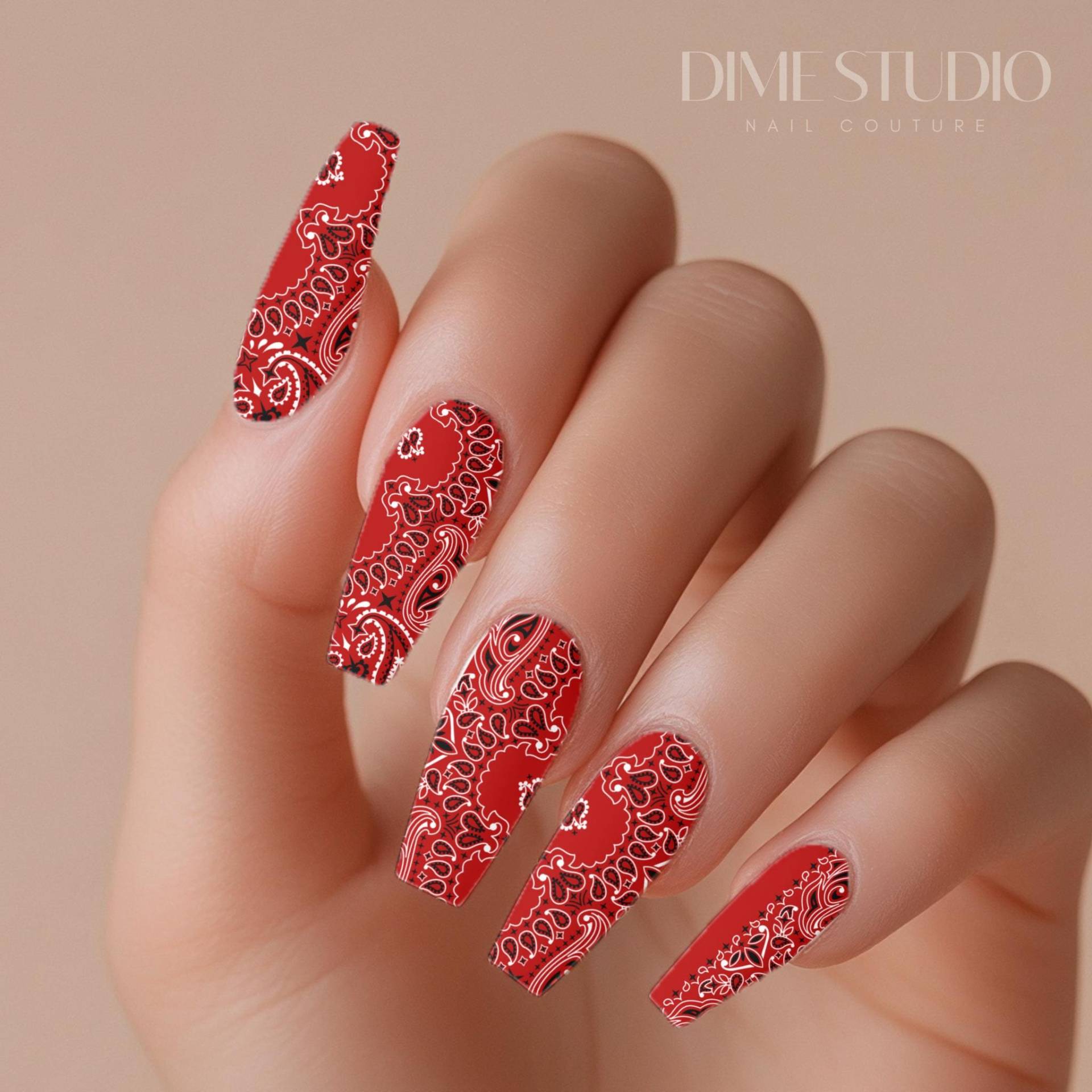 Rote Bandana Nail Decals - Waterslide Xl Wraps Paisley Art von Etsy - DXHNAILCO