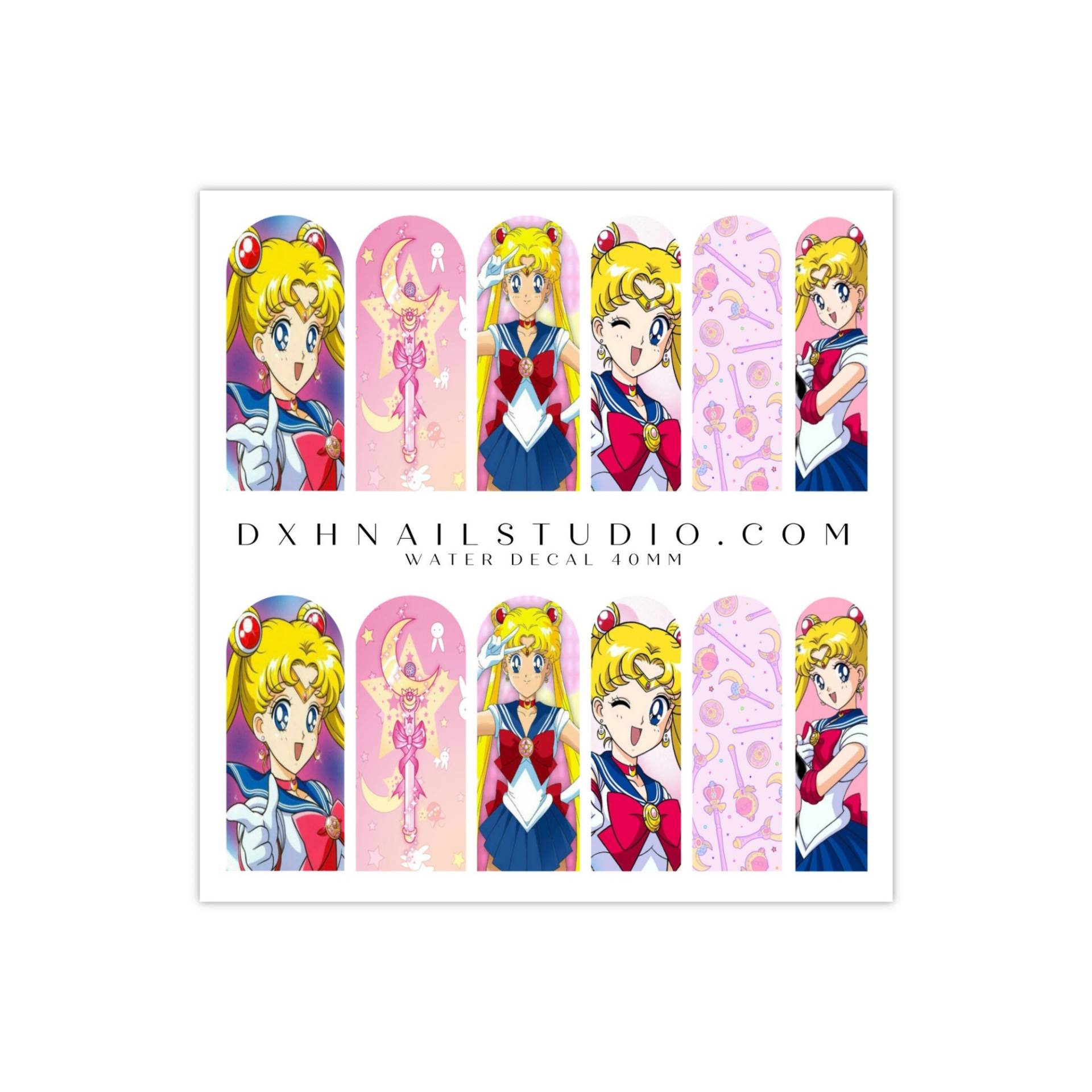Sailor Girl Kawaii Anime 40mm Nail Wraps 2 - Moon Nagelabziehbilder Wassertransfer Aufkleber Girly Maniküre Zubehör Für Verlängerungen von Etsy - DXHNAILCO