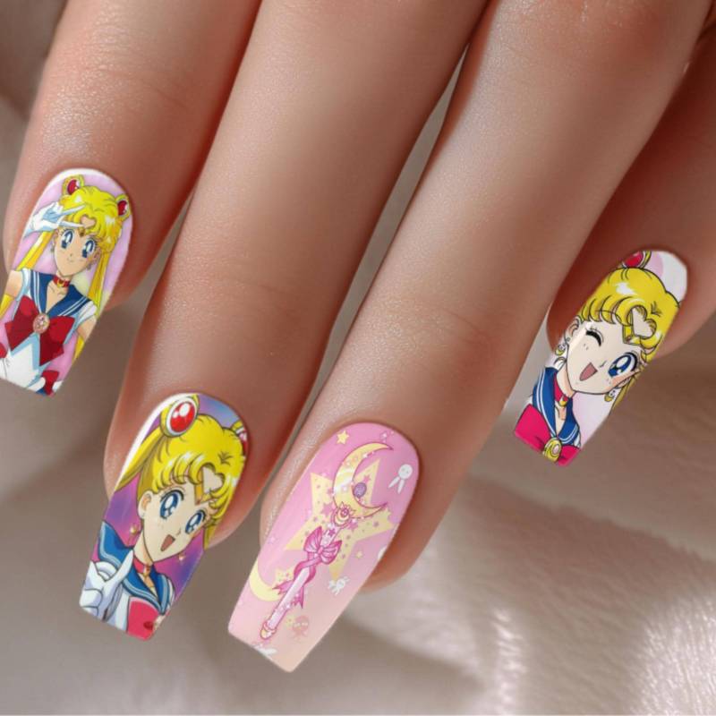Sailor Girl Kawaii Anime Nagelverpackungen 2 - Moon Nagelabziehbild Wassertransfer Aufkleber Girly Maniküre Zubehör Für Verlängerungen von Etsy - DXHNAILCO