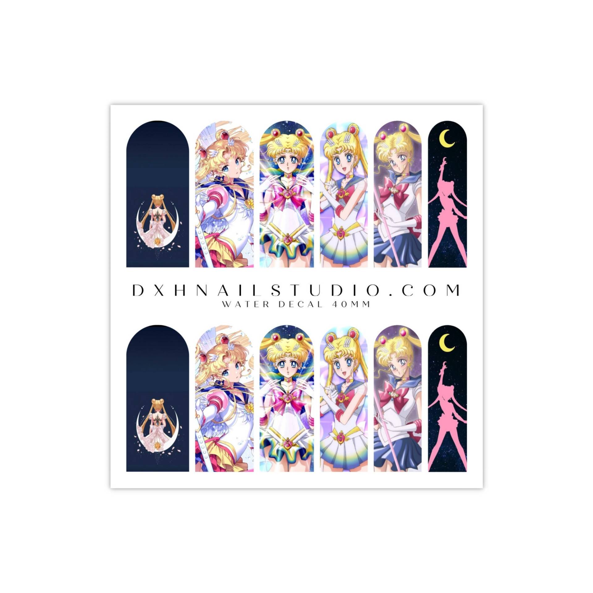 Sailor Girl Kawaii Anime Nail Decals 1 - 40mm Wraps Art Für Acryl, Gel Aufpressnägel Girly Luna von Etsy - DXHNAILCO