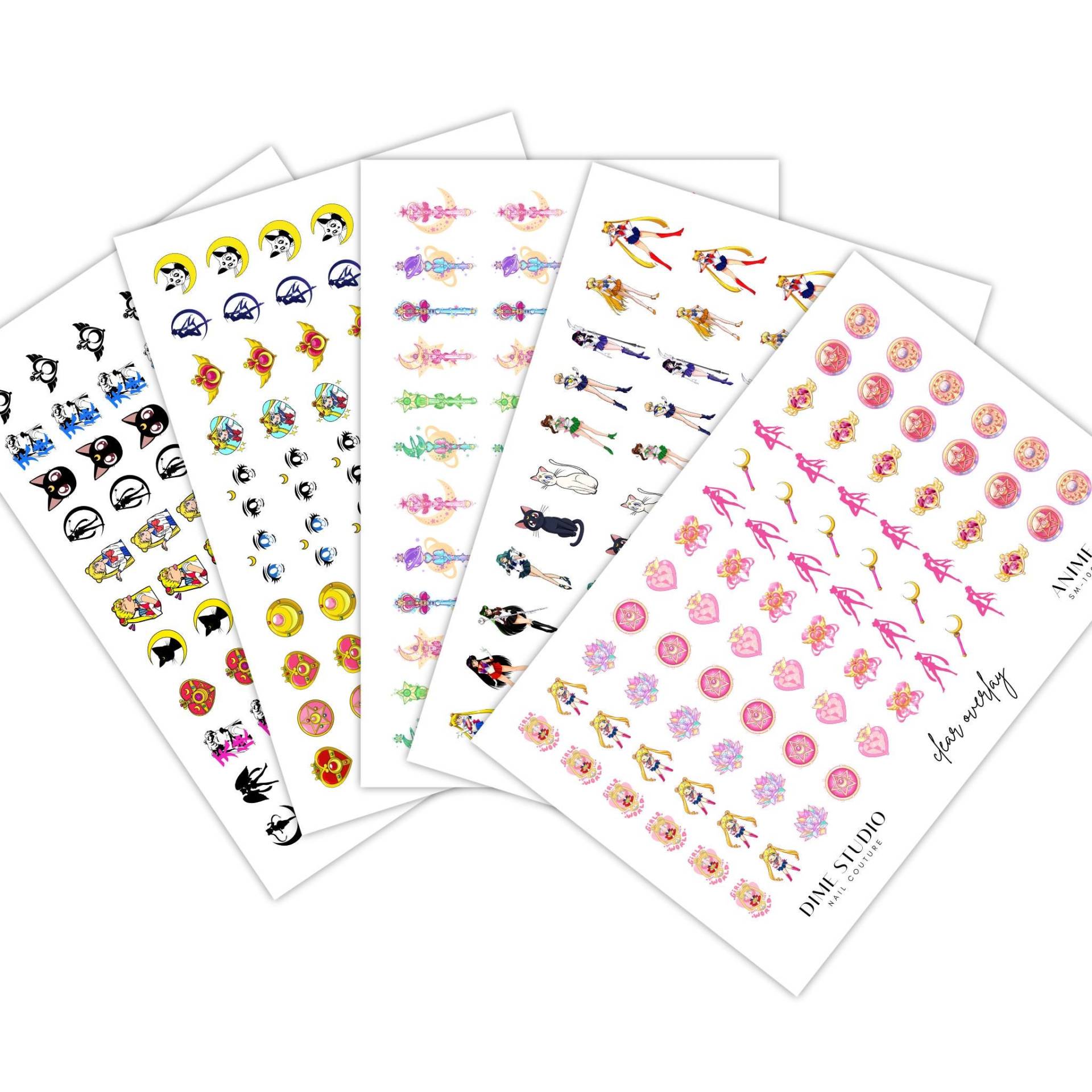 Sailor Girly Anime Nagel Aufkleber Kawaii Nail Art Wassertransfer Klare Overlay Liefert Maniküre Zubehör Scouts von Etsy - DXHNAILCO