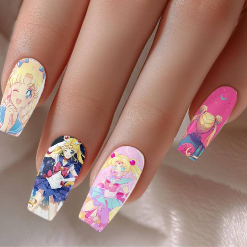 Sailor Girl Anime Nagelabziehbild 3 - Kawaii Wassertransfer 40 Mm Nail Wraps Süße Girly Art Maniküre Zubehör von Etsy - DXHNAILCO