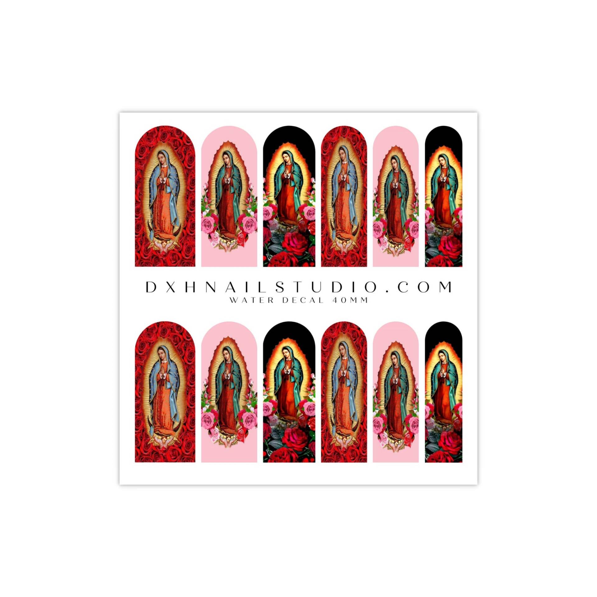Virgin De Guadalupe Xl Nail Wraps - Our Lady Of Wassertransfer Nagel Abziehbilder Floral Jungfrau St Mary Art Sticker 50mm von Etsy - DXHNAILCO