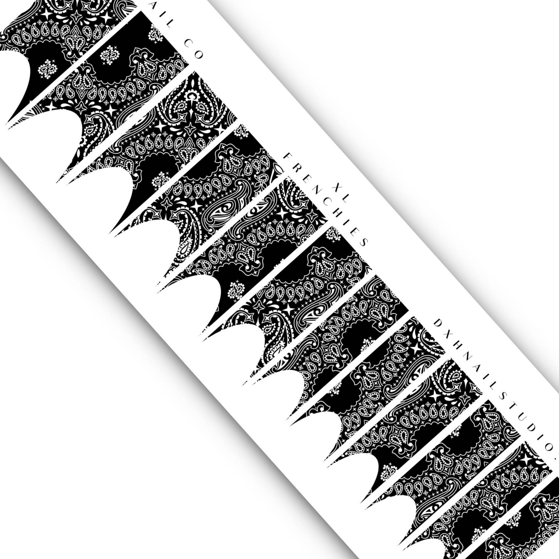 xl Extendo Black Bandana Frenchies - Wasserrutsch Aufkleber Paisley Nail Art von Etsy - DXHNAILCO