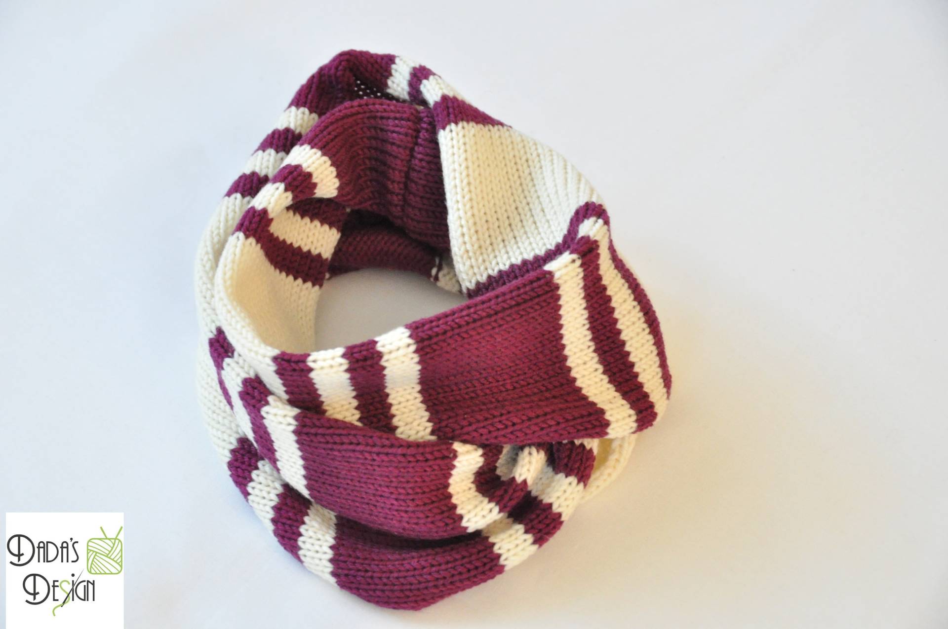 Schlauchschal Burgund-Weiß Baby, Kind Gestrickt von Etsy - DadusDesign