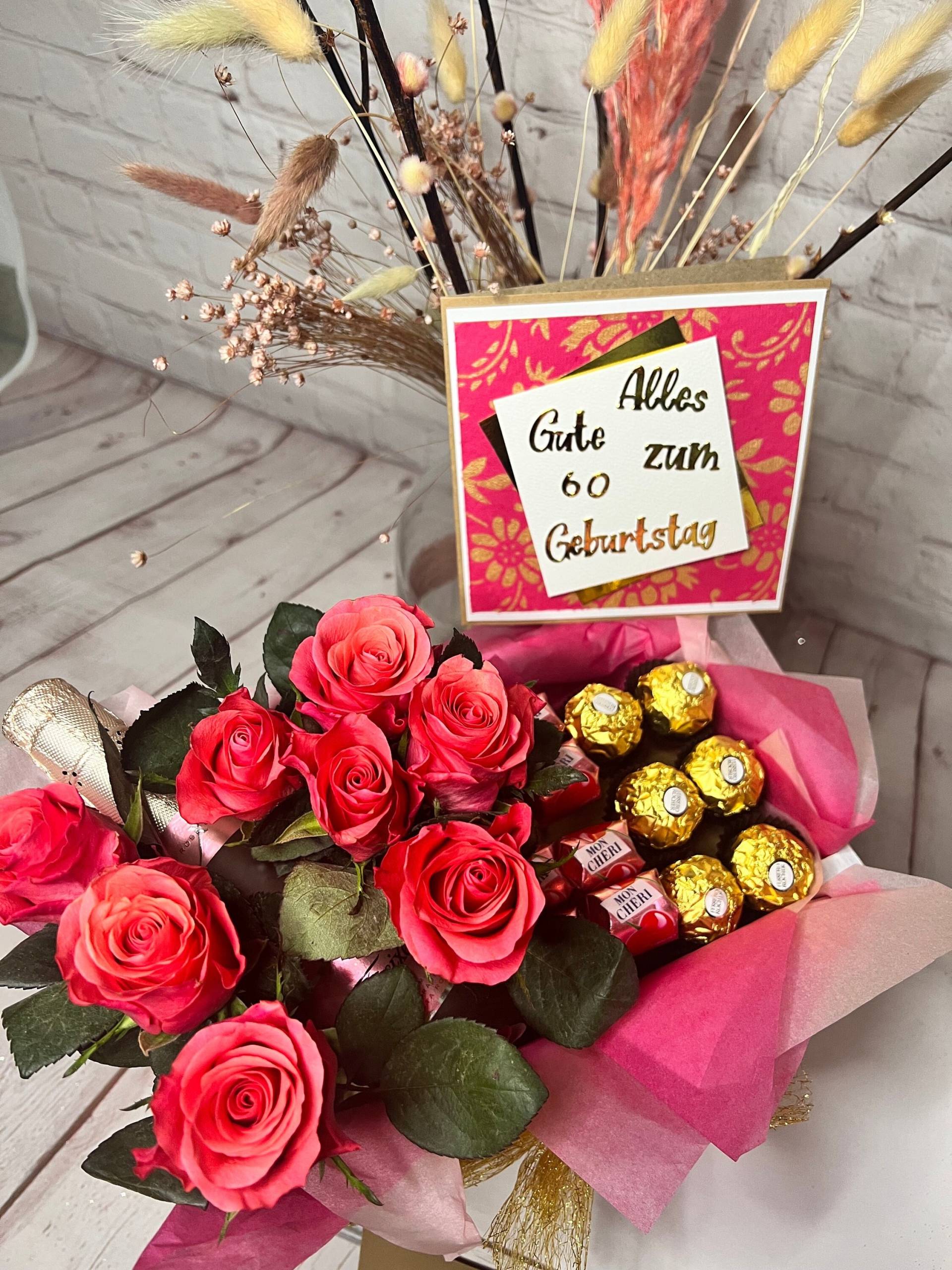Geschenk Zum 60. Geburtstag | Geschenkbox Blumen Luftballon & Schokolade Geburtstagsgeschenk Frauen Geschenkidee Rosen Kiste Elegant Geschenk Zum 60. Geburtstag | Geschenkbox Blumen Luftballon & Schokolade Geburtstagsgeschenk Frauen Geschenkidee Rosen Kiste Elegant von Etsy - DagmarasCreations