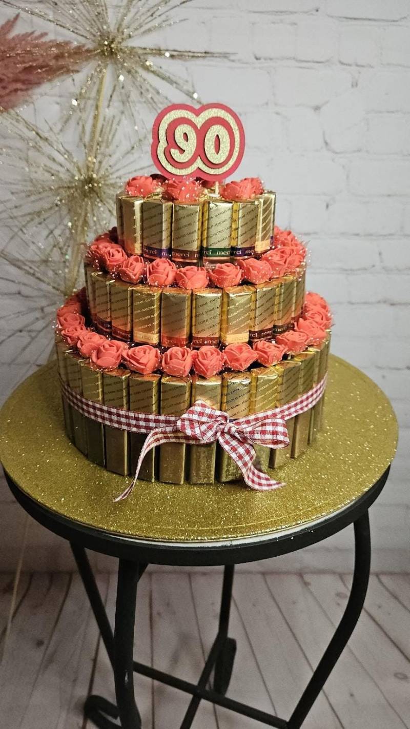 Pralinen-Torte Aus Merci-Schokolade | Geschenk Zum 90. Geburtstag Personalisiertes Geburtstagsgeschenk Für Frauen Männer Jubiläum Ideen von Etsy - DagmarasCreations