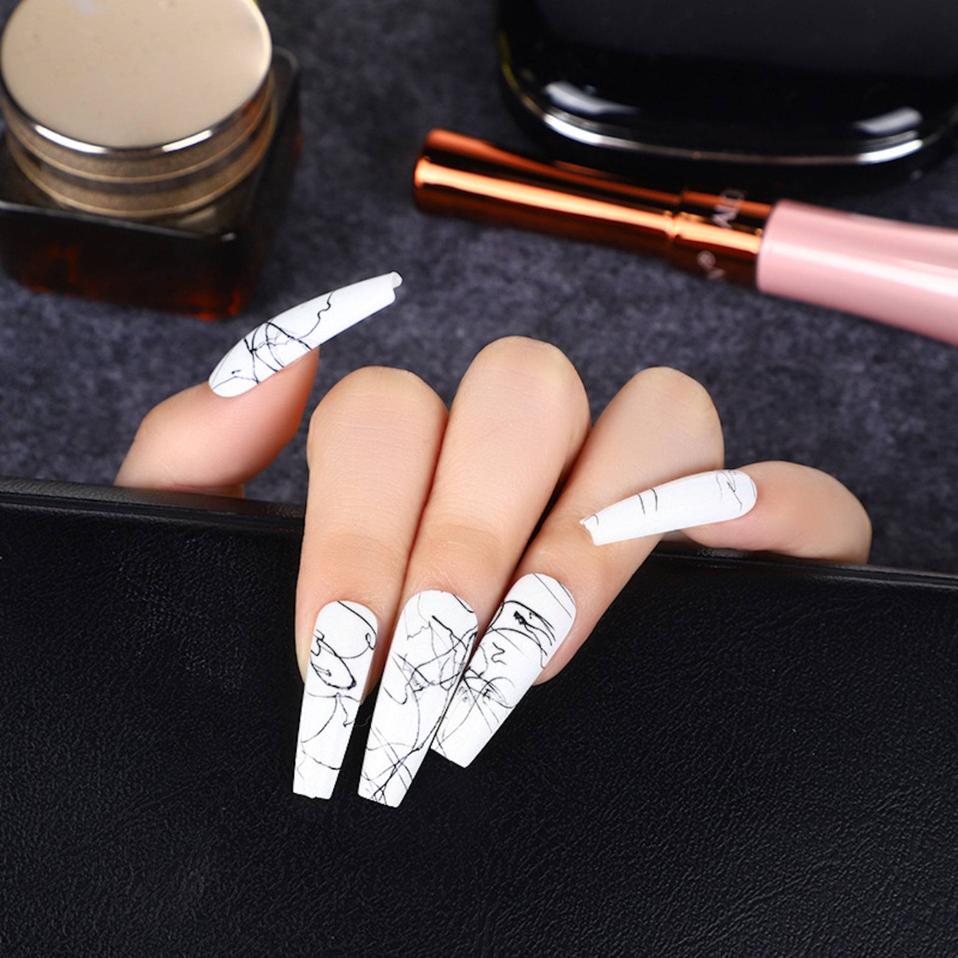 24 Stück Weiße Pressnägel Mit Wellenlinien, Lange Sargnägel Für Frauen, Nagelkunst 24 Stück Weiße Pressnägel Mit Wellenlinien, Lange Sargnägel Für Frauen, Nagelkunst von Etsy - DaisyNailArt