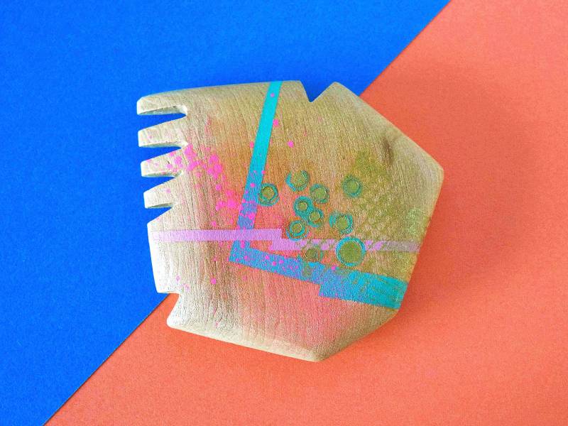 Abstrakter Handbemalter Hölzerner Taschenspiegel | Rosa Und Pastellblau von Etsy - DanglingDimTint