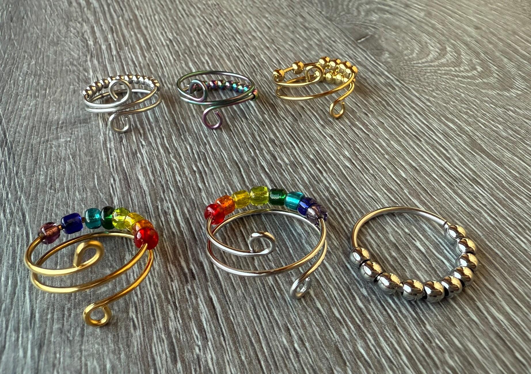 Div. Angst Ringe, Fidget Ring, Anti-stress Reflexzonenmassage, Massageringe, Schmerzlinderungsringe, Zen Fingerring Geschenkidee von Etsy - Deashippiejewelry