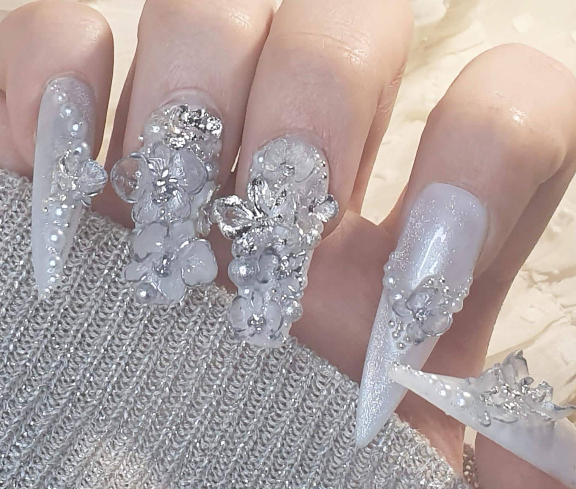 Silber Orchidee Braut-Druck Nägel Silber Orchidee Braut-Druck Nägel von Etsy - DeeniasUniques