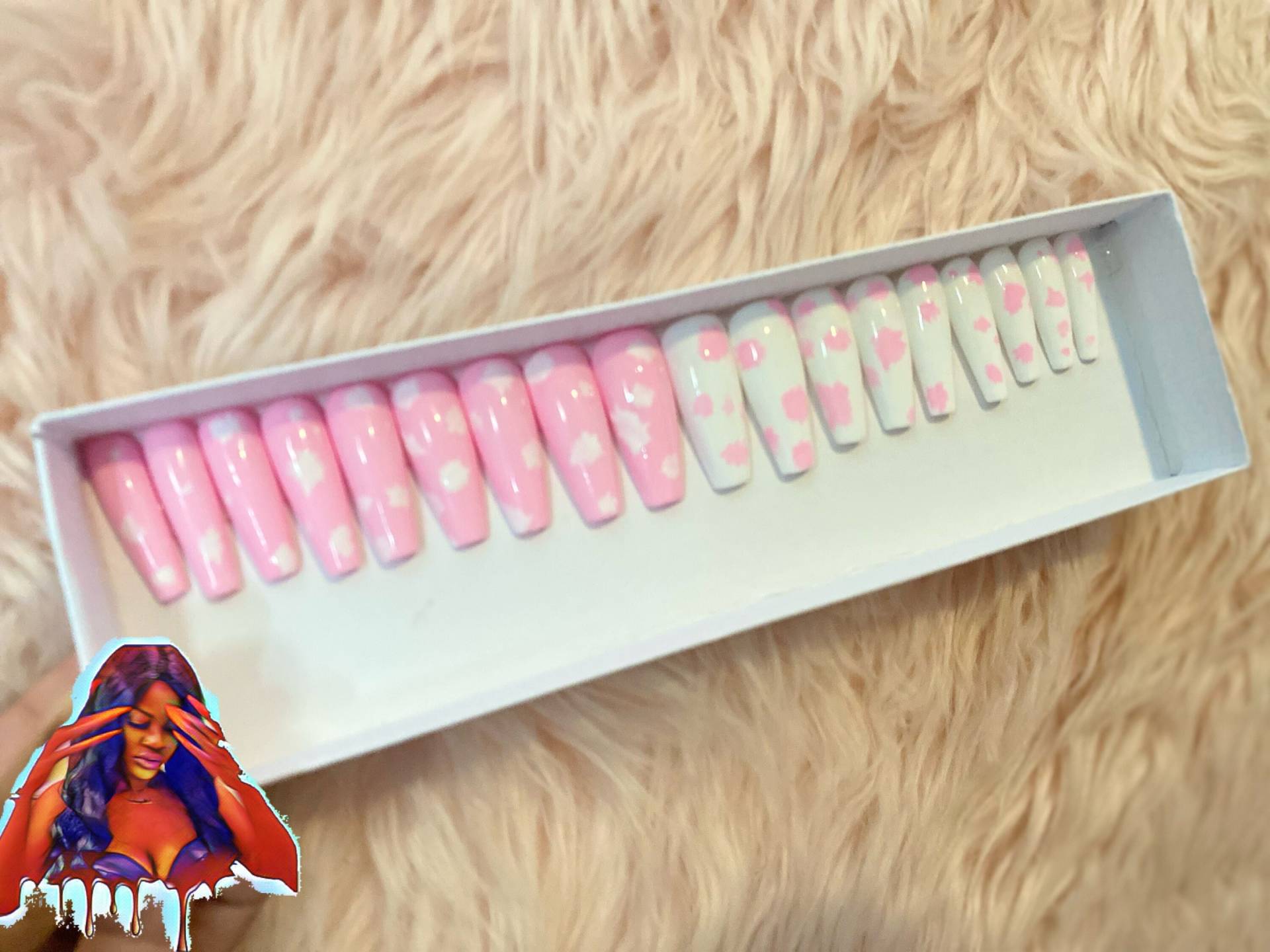 20Er Set 20 Gelpolierte Nägel | Reverse Cow Girl/Hellrosa Wählen Sie Ihre Form Und Länge von Etsy - Deezynailzandmore