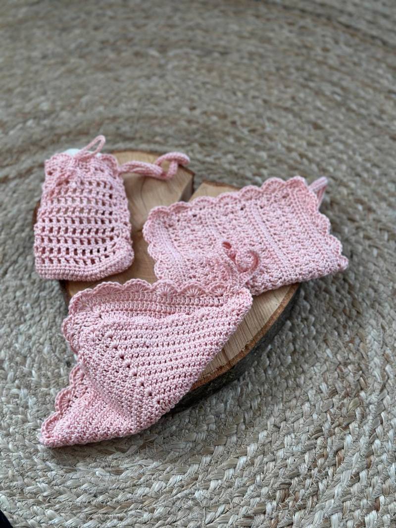 Set Aus 2 Waschlappen Und 1 Seifensäckchen, Reine Baumwolle von Etsy - DeineWunschstuecke