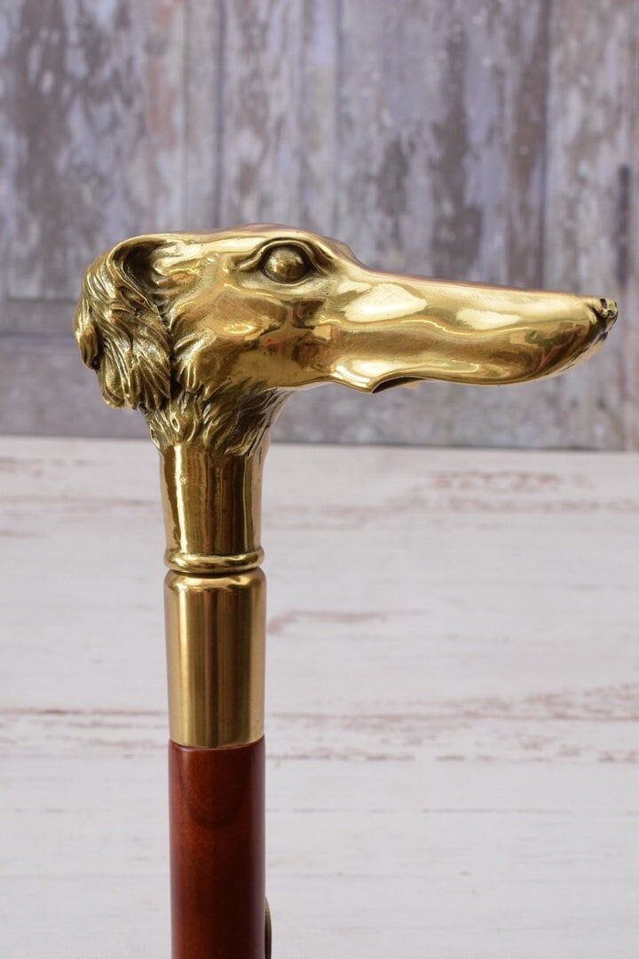 Einzigartiger Bronze Gehstock - Windhund Hund Holz Und Vergoldete Vintage Elegante Geschenkidee von Etsy - DekorStyle