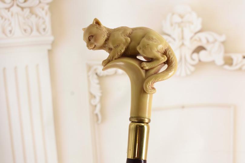 Einzigartiger Bronzen Gehstock - Bronze Katze Aus Holz Und Vergoldeter Katzenstock Vintage Elegante Geschenkidee von Etsy - DekorStyle