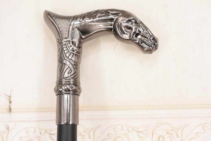 Gehstock Aus Messing Mit Pferdekopfgriff - Aluminiumrohr, Vatergeschenk von Etsy - DekorStyle