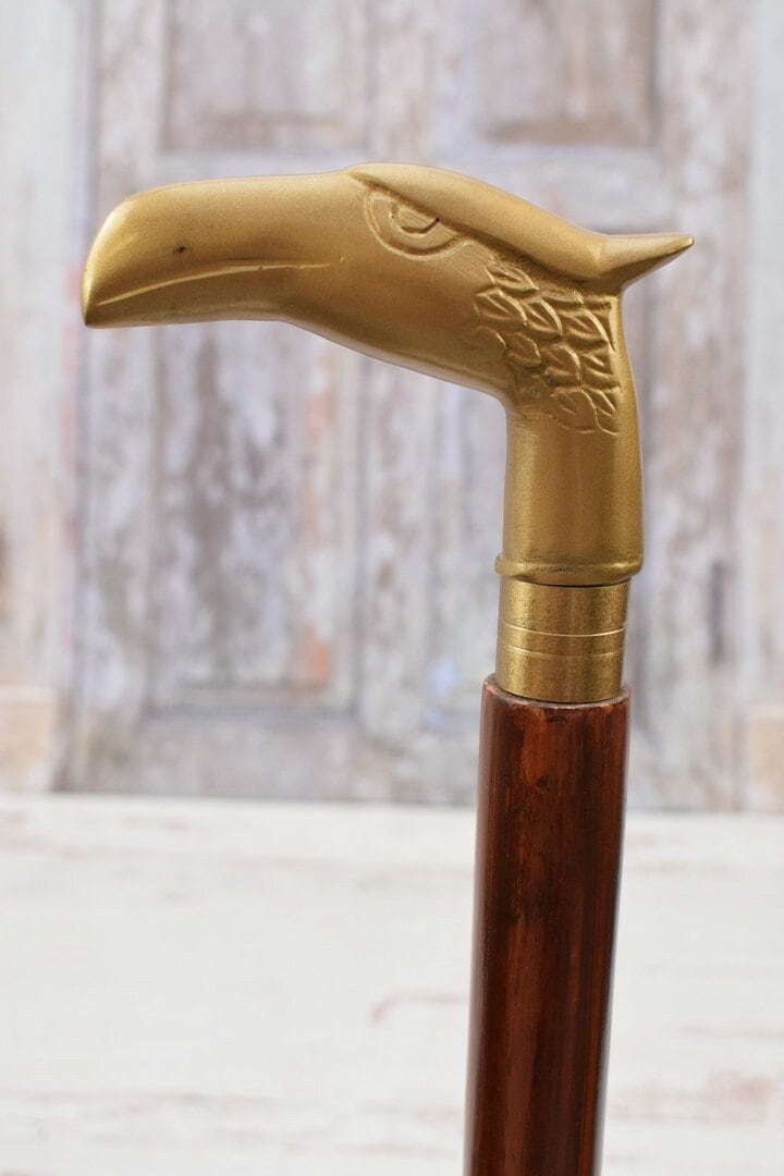 Gehstockkopf Adler - Messing Und Holzstock Elegantes Geschenk Für Großvater Vater Goldene Cane von Etsy - DekorStyle