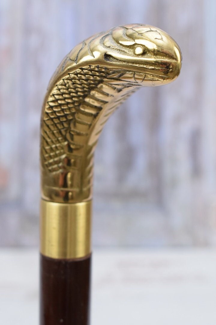 Messing Gehstock - Schlange Cobra Geschenk Für Großvater Vater Aluminium Handgemachtes Rabe Kunstwerk von Etsy - DekorStyle