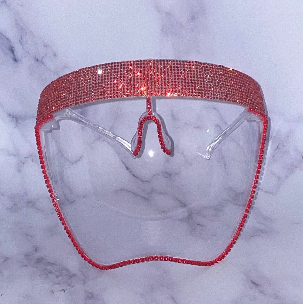 Bling Gesichtsschutz | Rote Strasssteine Stabil Gesichtsmaske Für Erwachsene Anti-Fog-Schild Die Weihnachtsfeier von Etsy - DesignsByJMoB