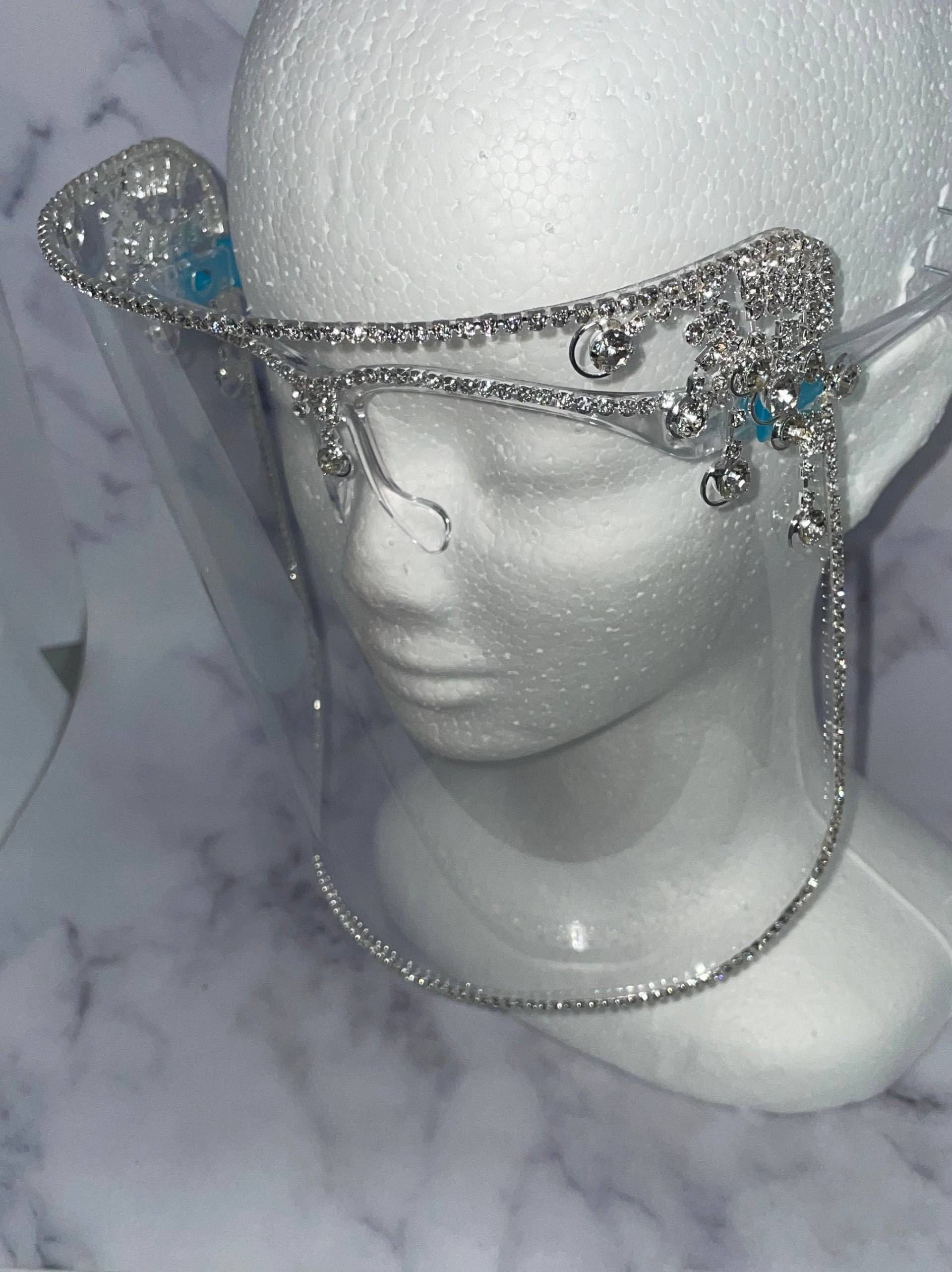 Bling Gesichtsschutz | Silber Quaste Tropfen Strass-Kette Anti-Fog Schild Für Hochzeiten Proms von Etsy - DesignsByJMoB