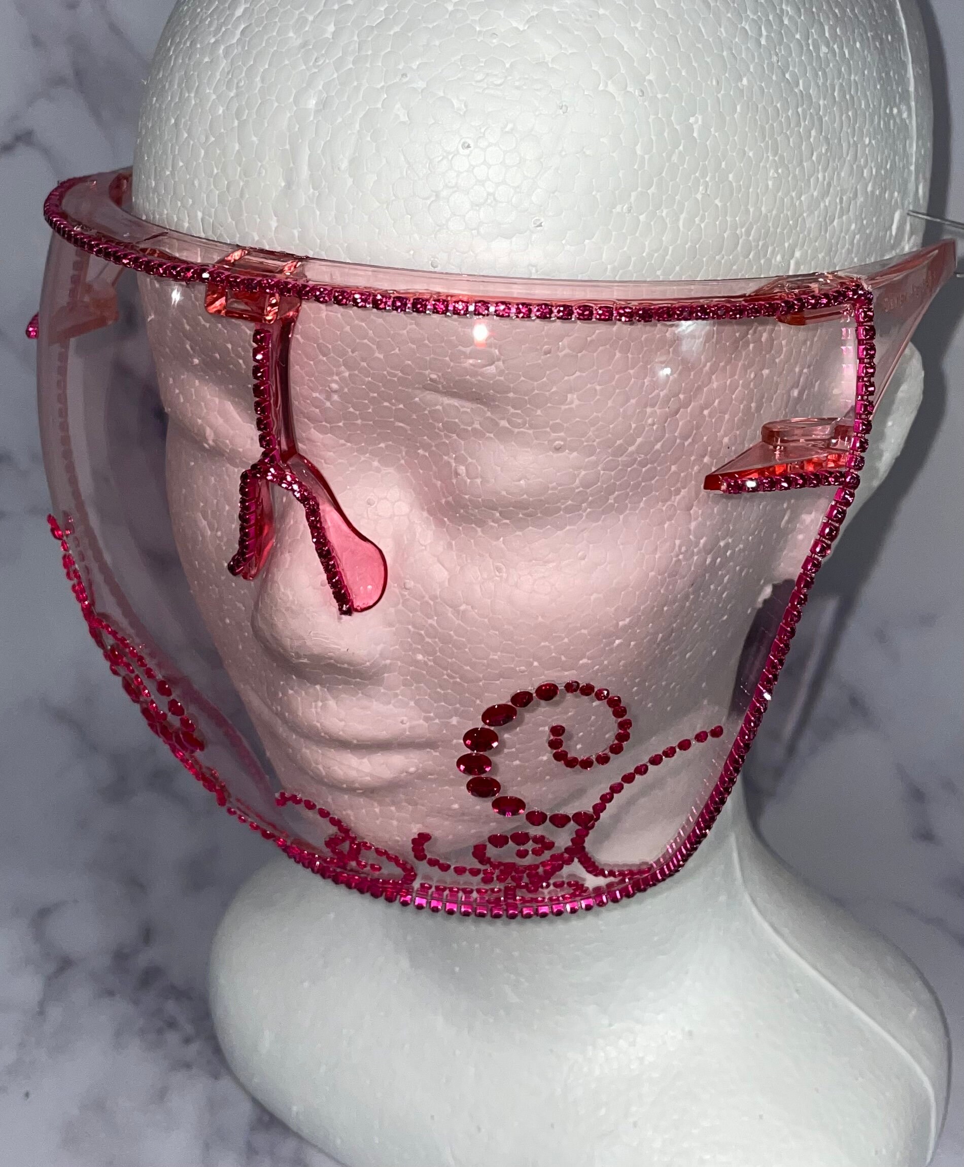 Bling Gesichtsschutz | Rosa Swirled Tönung Geschmückte Edelsteine Strasssteine Maske Für Braut Erwachsene Größe von Etsy - DesignsByJMoB