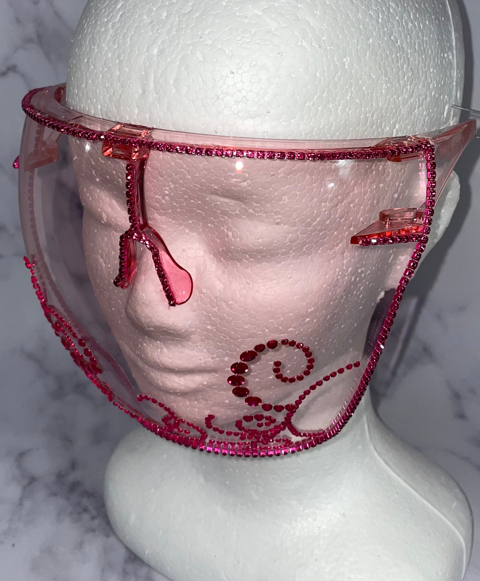 Bling Gesichtsschutz | Rosa Swirled Tönung Geschmückte Edelsteine Strasssteine Maske Für Braut Erwachsene Größe Bling Gesichtsschutz | Rosa Swirled Tönung Geschmückte Edelsteine Strasssteine Maske Für Braut Erwachsene Größe von Etsy - DesignsByJMoB