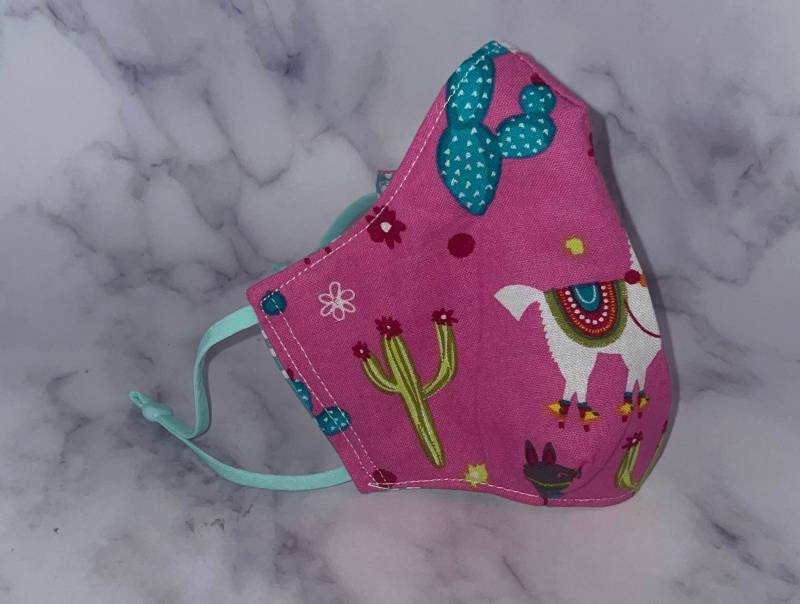 Kinder Gesichtsmaske | Waschbar Pinke Mund-Nasen-Maske Für Mama Und Mich Lama & Kaktus Baumwoll Back To School M von Etsy - DesignsByJMoB