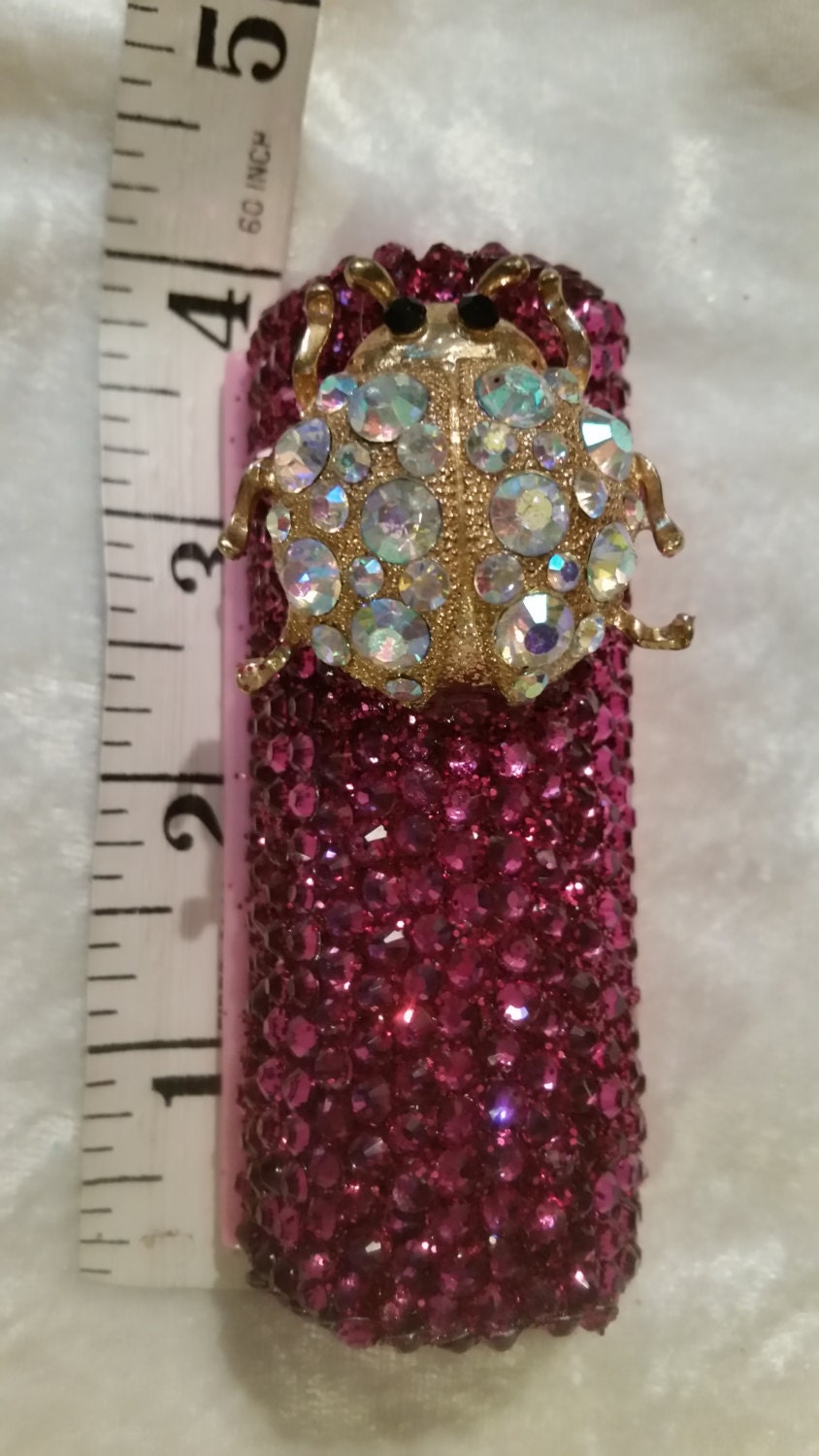 Pink Strass Kristall Bling Lippenstift Halter Mit Crystal Bug Lady Und Spiegel Innen von Etsy - DesignsbyLWhite