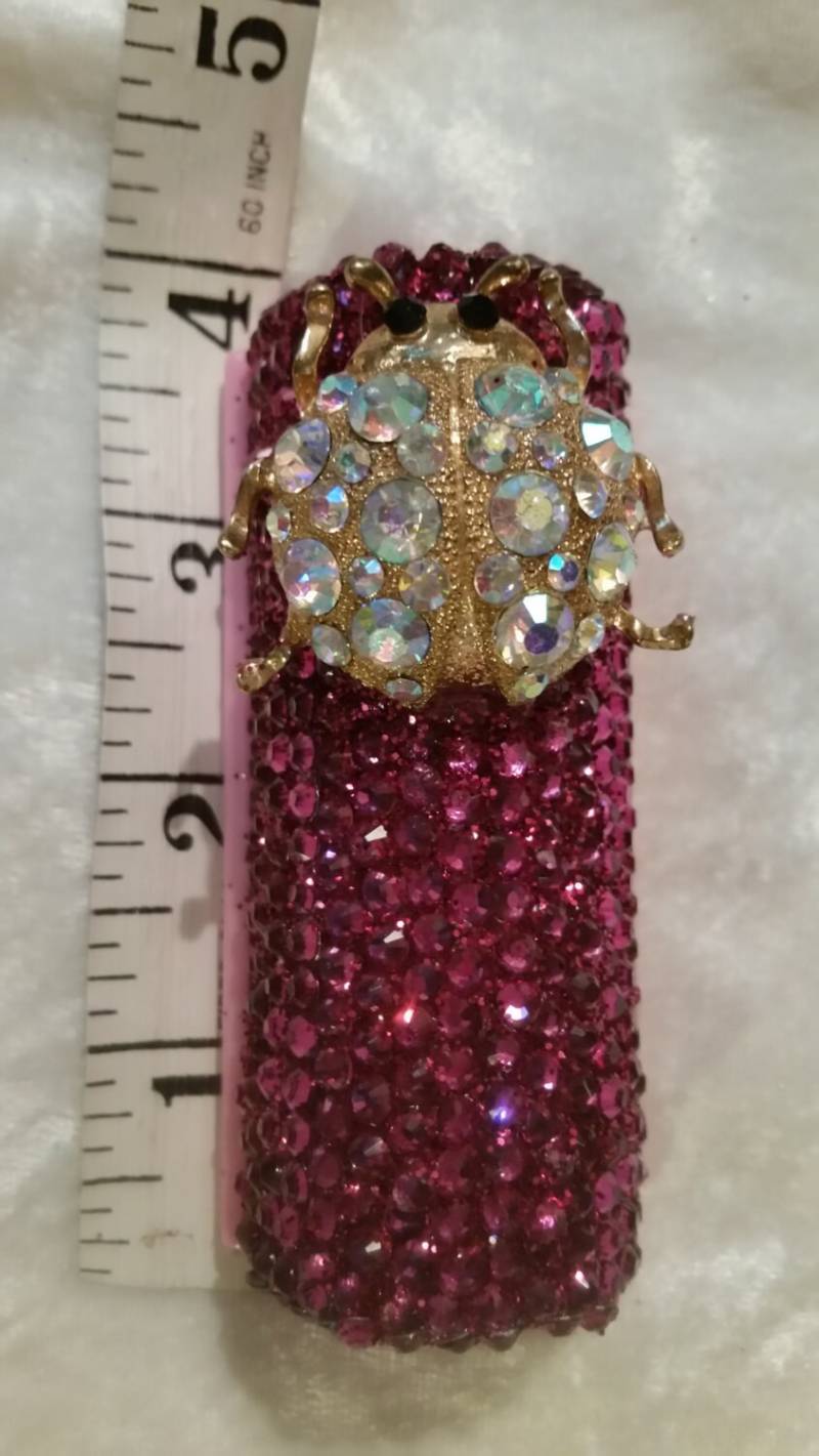 Pink Strass Kristall Bling Lippenstift Halter Mit Crystal Bug Lady Und Spiegel Innen von Etsy - DesignsbyLWhite