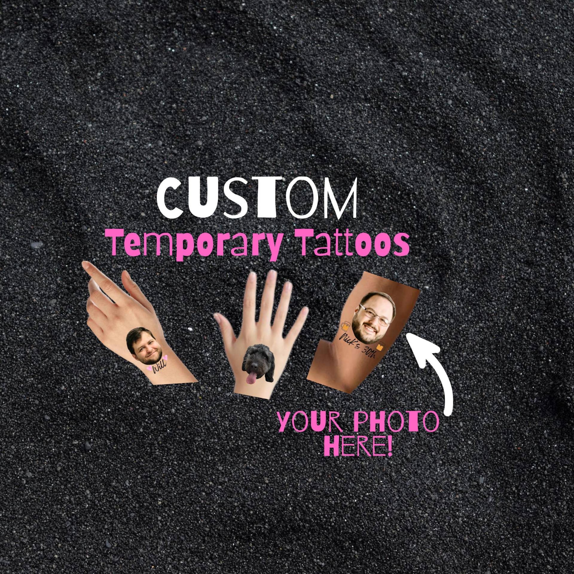 Benutzerdefinierte Gesicht Temporäre Tattoos, Bräutigam, Bachelorette, Geburtstag Gastgeschenke, Lustiges Geschenk, Personalisiert, Haustier, Hund von Etsy - Destinationxo