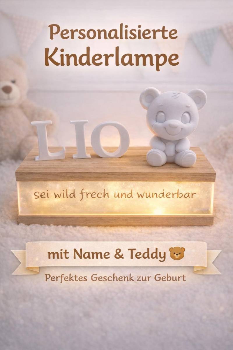 Personalisiertes Led Nachtlicht Mit Name | Kinderzimmer Lampe Teddy 3D Druck Baby Geschenk Geburt Taufe Sei Frech Wild & Wunderbar von Etsy - Detailverzaubert