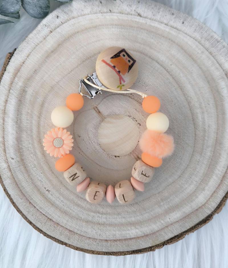 Schnullerkette "Eule" Personalisiert Mit Namen Holz Und Silikonperlen Inkl. Geschenkbeutel Wunschtext Als Aufdruck von Etsy - Dewuna