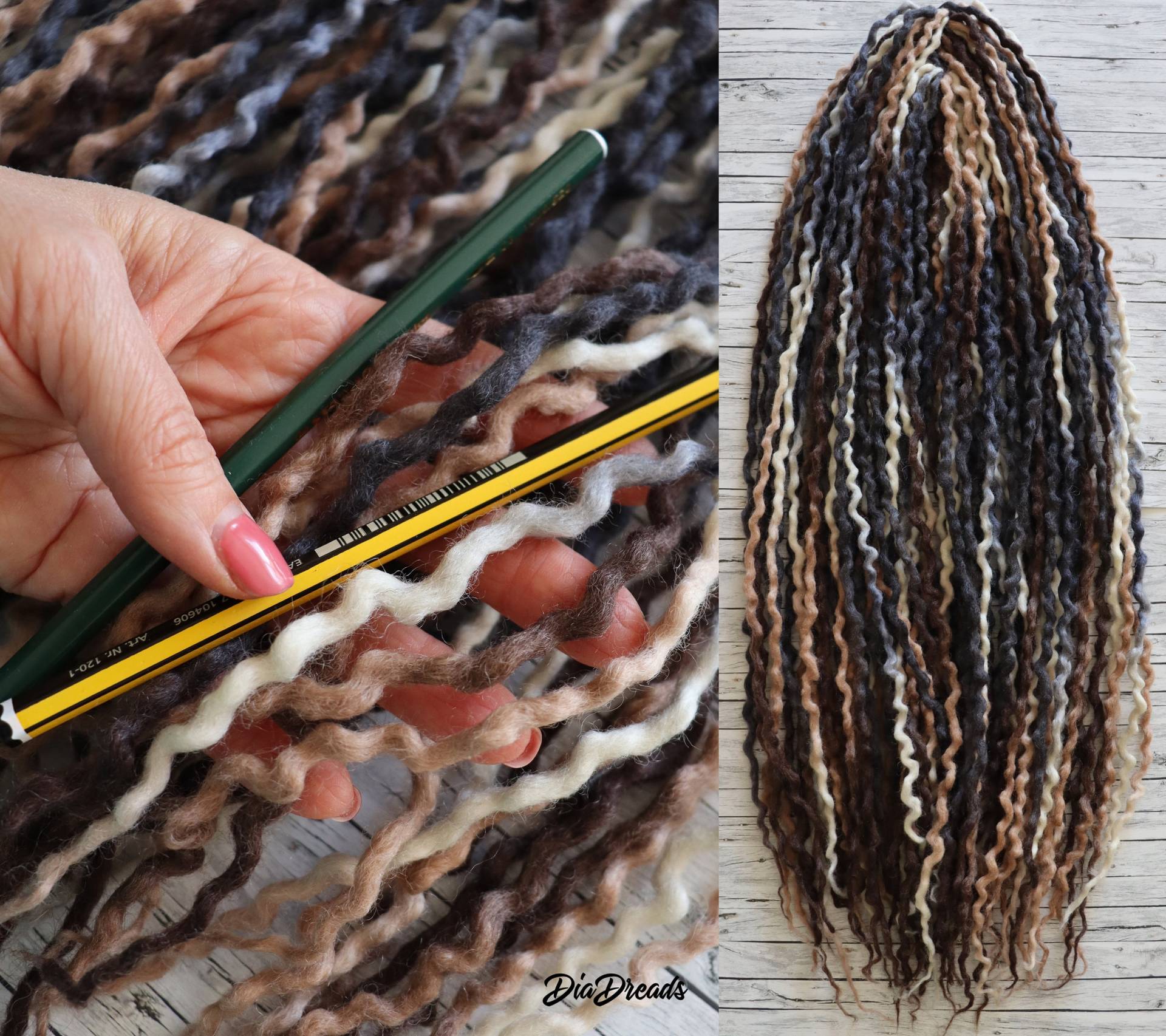 Dünne Micro De Wolle Dreads Vollständiges Set Rockies Kurze Mittellange Dreadlocks Doppelseitige Erweiterungen Braun Creme Steingrau Dünne Micro De Wolle Dreads Vollständiges Set Rockies Kurze Mittellange Dreadlocks Doppelseitige Erweiterungen Braun Creme Steingrau von Etsy - DiaDreads