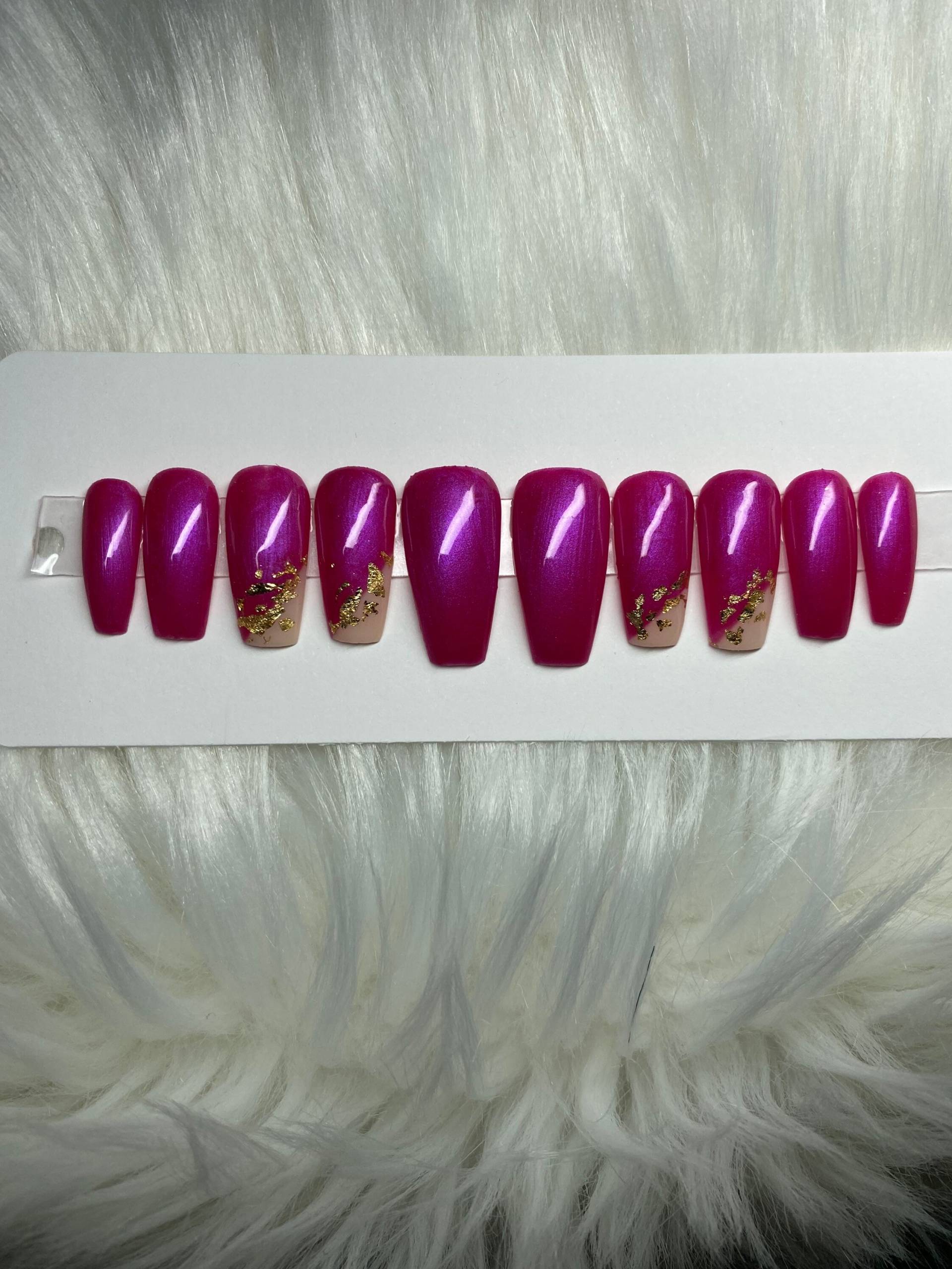 Gold Fuchsia Drücken Sie Auf Die Nägel Gold Fuchsia Drücken Sie Auf Die Nägel von Etsy - Dianailstudio