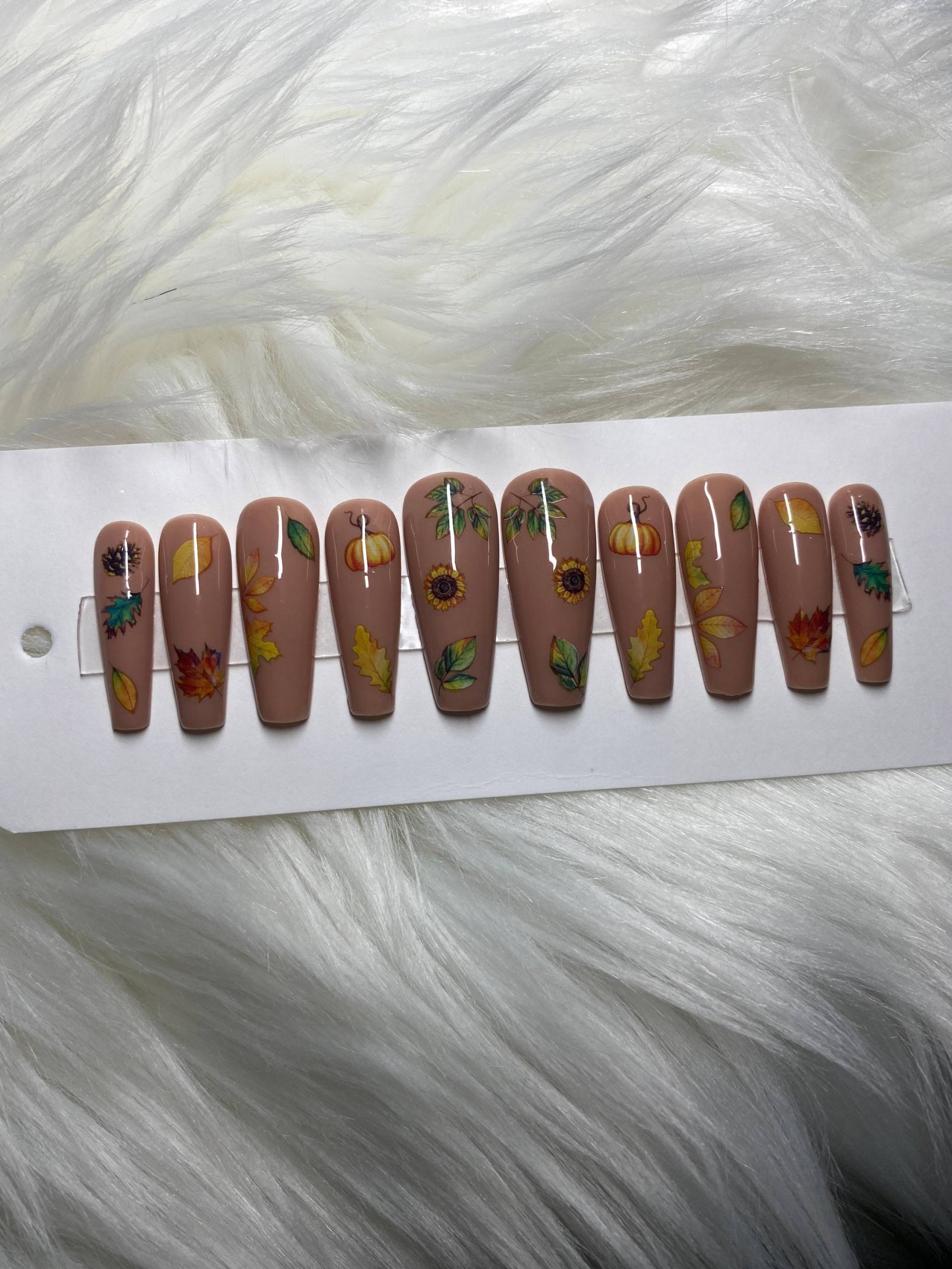 Herbstblätter Druck Auf Nägel Herbstblätter Druck Auf Nägel von Etsy - Dianailstudio