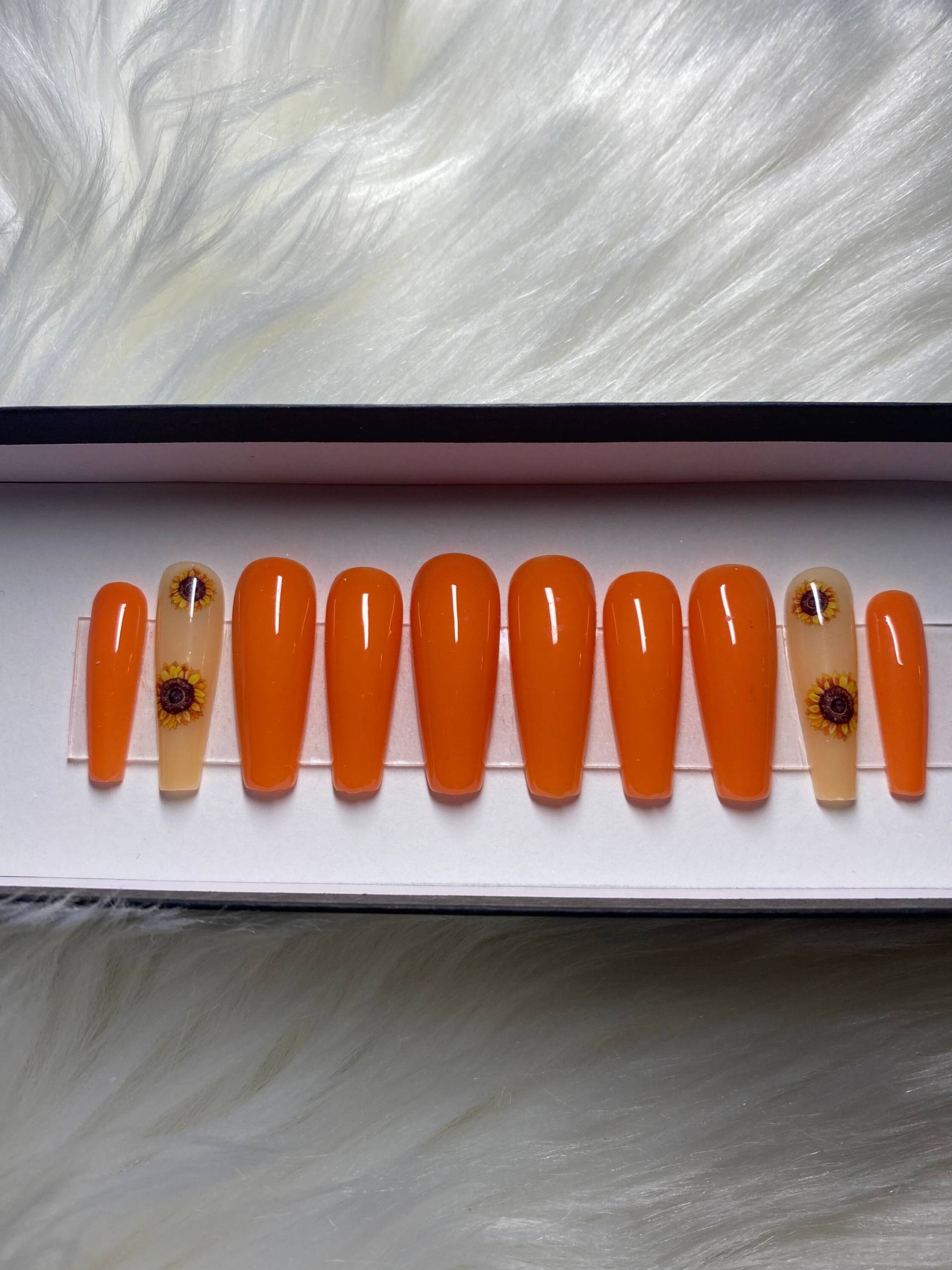 Orange Sonnenblumen Nägel Drücken Orange Sonnenblumen Nägel Drücken von Etsy - Dianailstudio