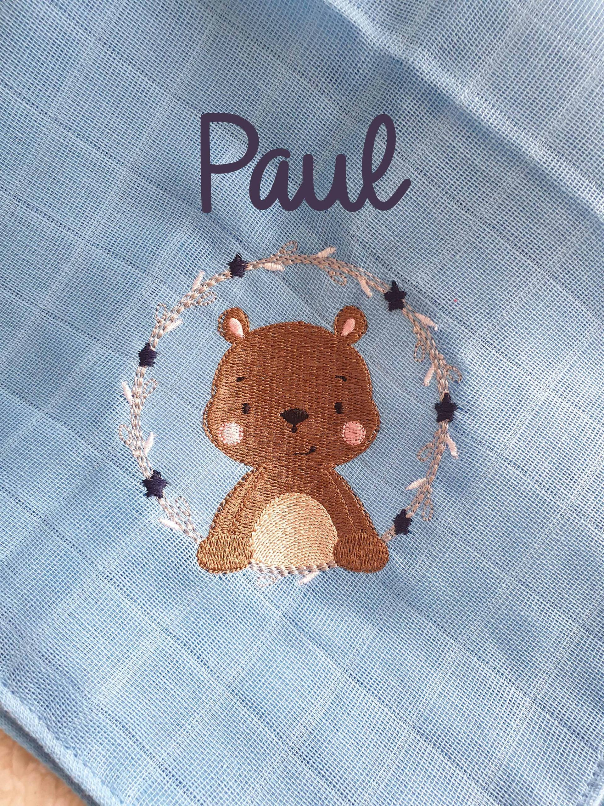 Mullwindel Spucktuch Kleiner Bär Bären Teddy Blau Mit Namen W273 von Etsy - DieWichtelstickerei