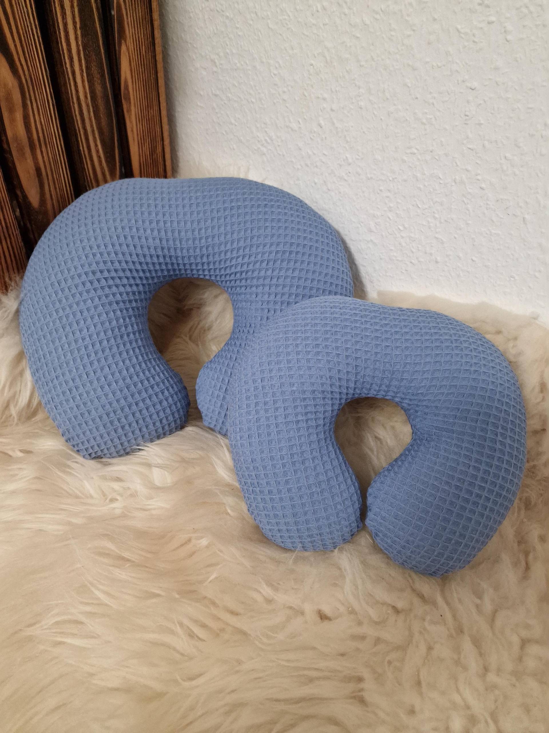 Nackenhörnchen Nackenstütze Reisekissen Waffel Waffelpique Jeansblau W163 von Etsy - DieWichtelstickerei
