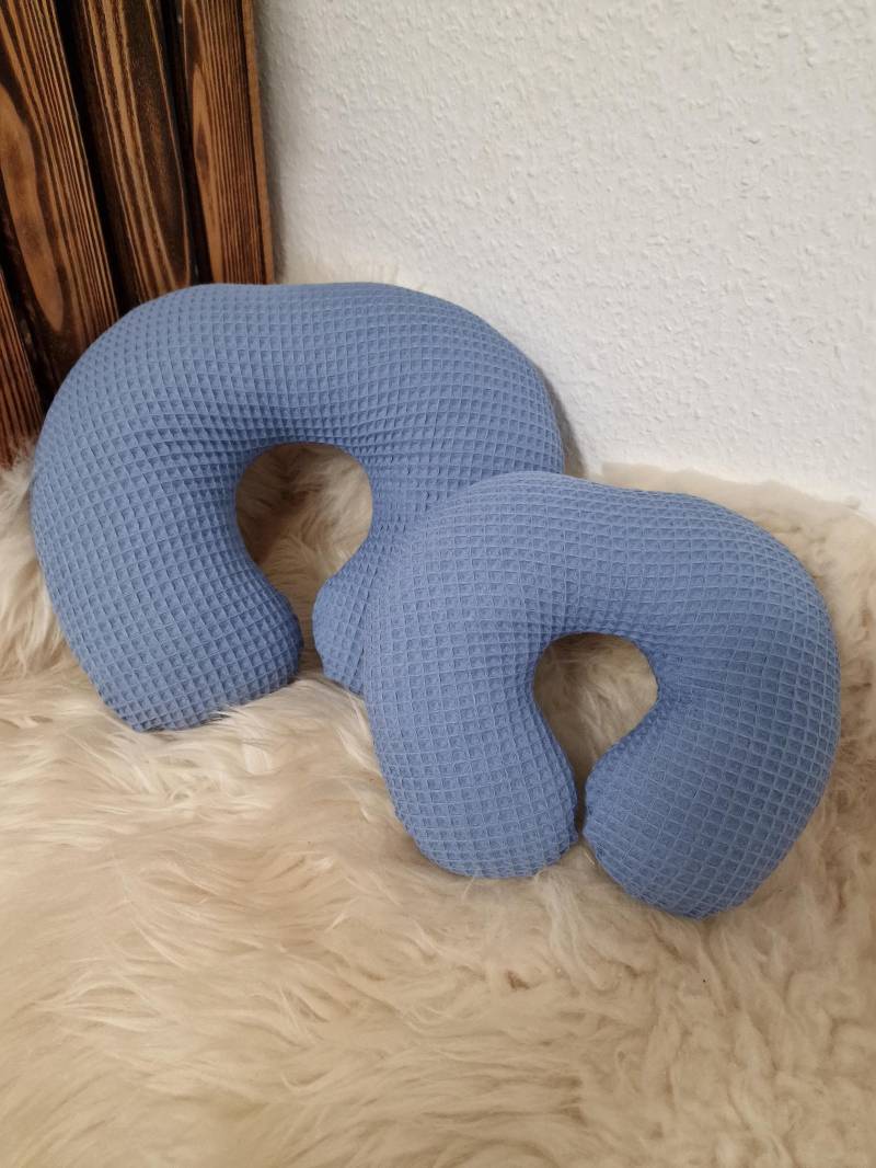 Nackenhörnchen Nackenstütze Reisekissen Waffel Waffelpique Jeansblau W163 von Etsy - DieWichtelstickerei
