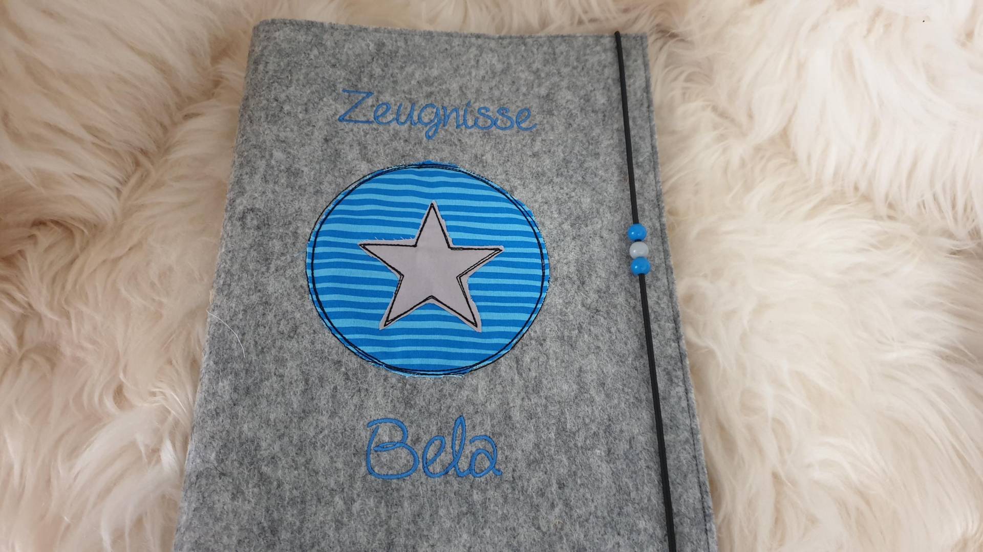 Zeugnismappe Stern Im Kreis Blaue Streifen Mit Namen W113 von Etsy - DieWichtelstickerei