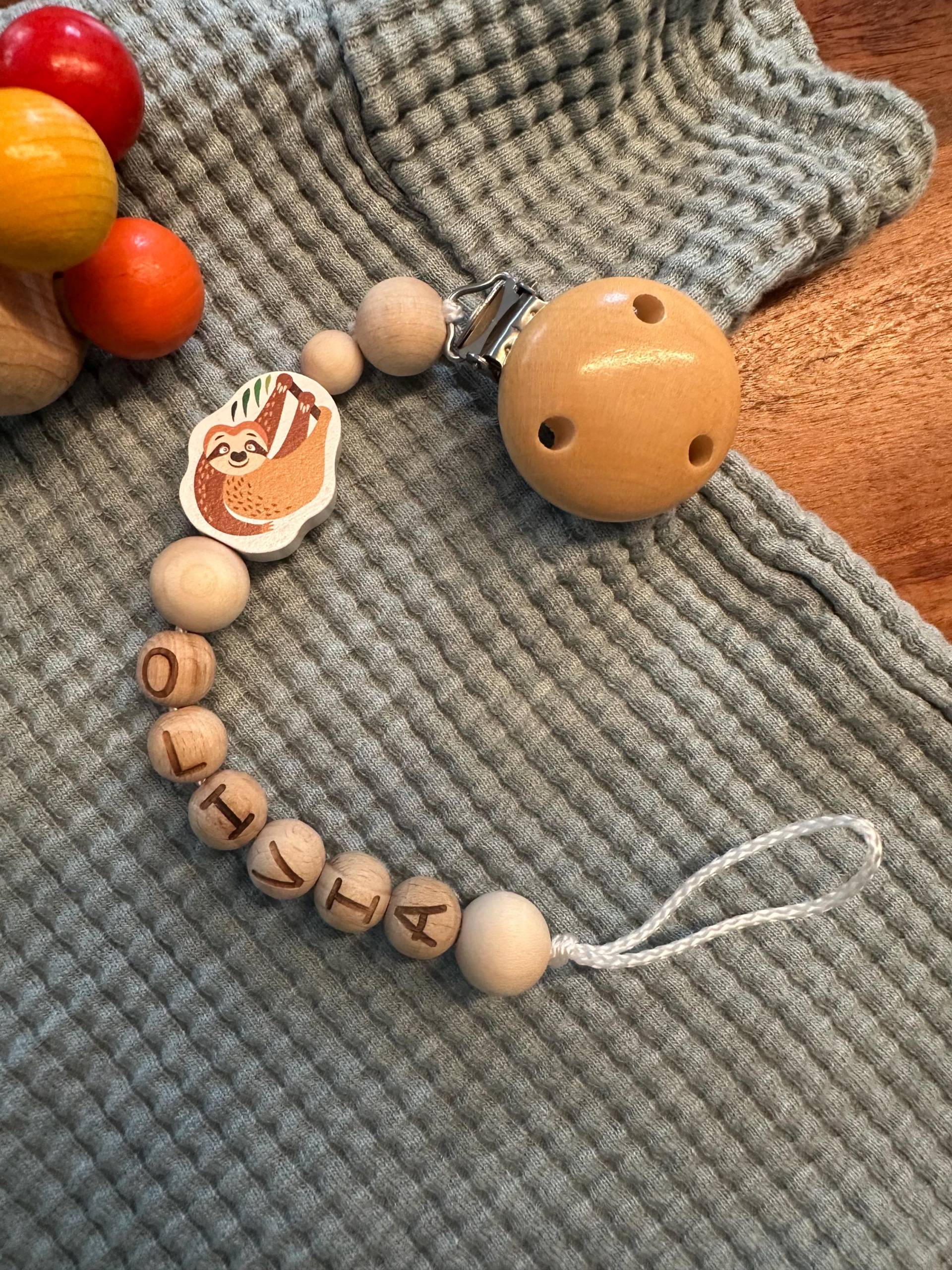 Personalisierte Schnullerkette, Schnullerkette Mit Namen, Geschenk Geburt, Faultier, Babygeschenk, Schnullerband Namen von Etsy - DinosUndKnirpse