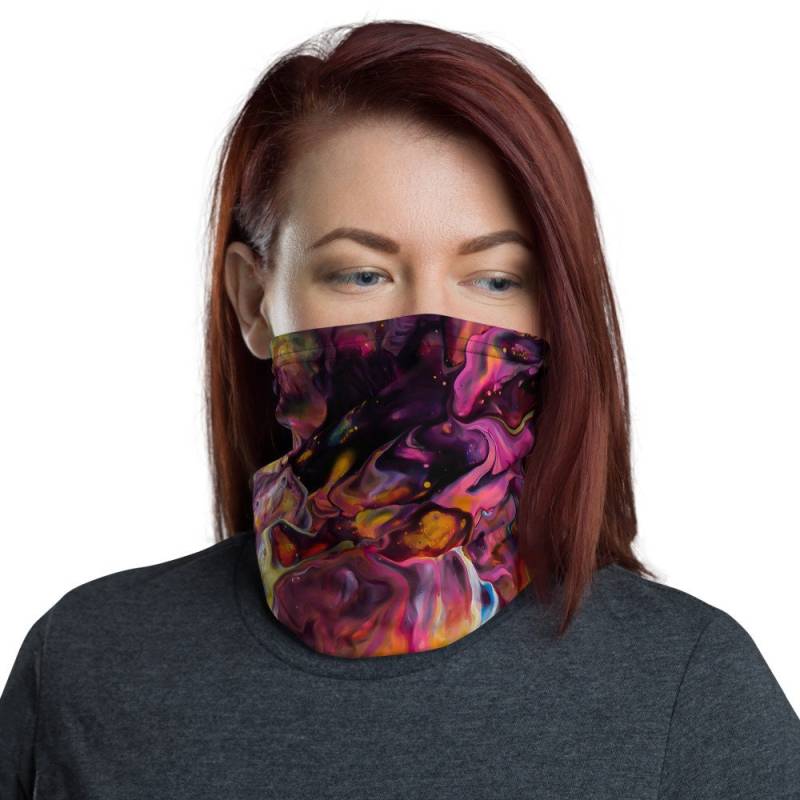 Halstuch, Gesichtsmasken, Stirnbänder, Halswärmer, Bandana, Einzigartiges Design, Armband, Abstrakt, Kunst, Rot, Lila, Pink, Orange von Etsy - DistortedRainbowsArt