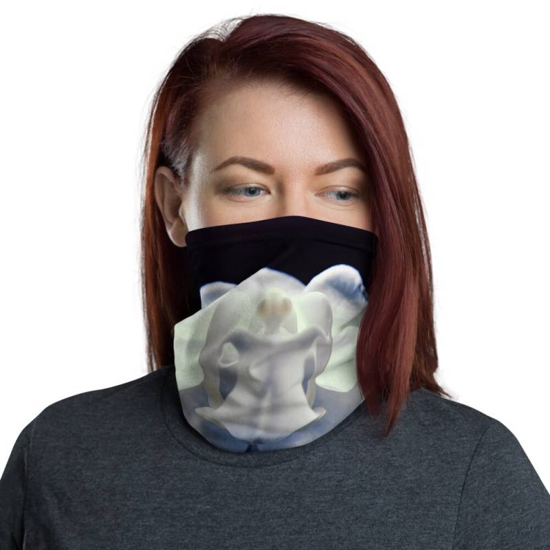 Halstuch, Gesichtsmasken, Stirnbänder, Halswärmer, Bandana, Floral, Einzigartiges Design, Armband, Weiße Blume, Blaue Blumen von Etsy - DistortedRainbowsArt