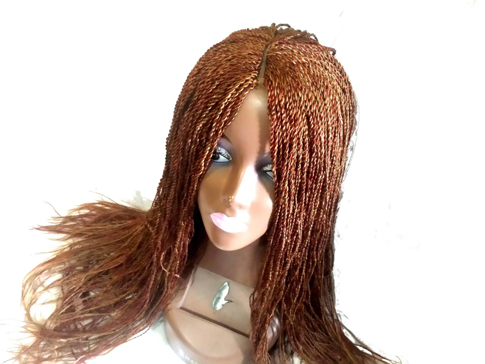 Hand Geflochtene Mischfarbe Micro Twist Front Lace Perücke -24 "Zoll von Etsy - Diutobaby