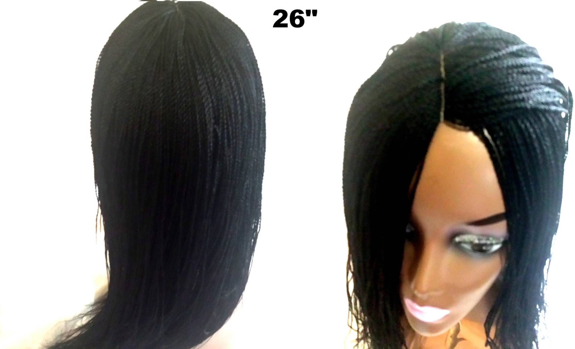 Hand Geflochtene Schwarze Micro Twist Lace Front Perücke - 26 "Zoll von Etsy - Diutobaby