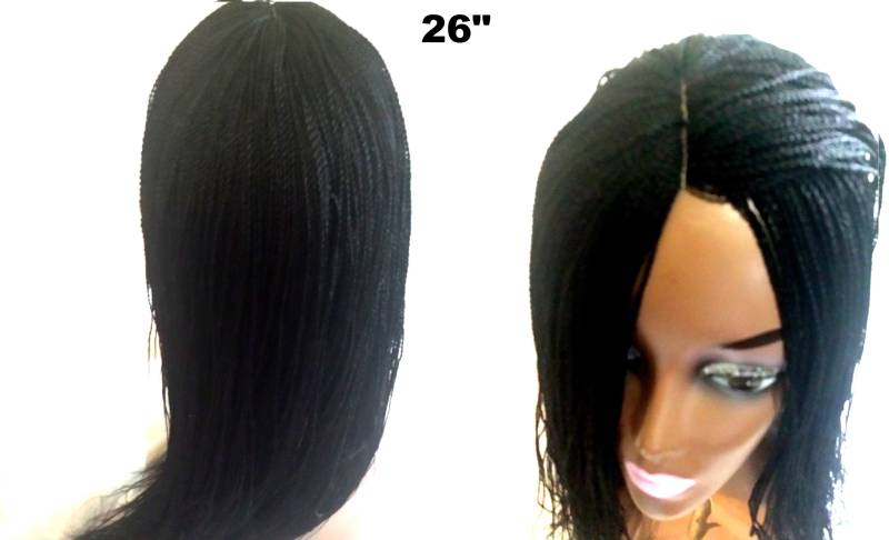 Hand Geflochtene Schwarze Micro Twist Lace Front Perücke - 26 "Zoll von Etsy - Diutobaby
