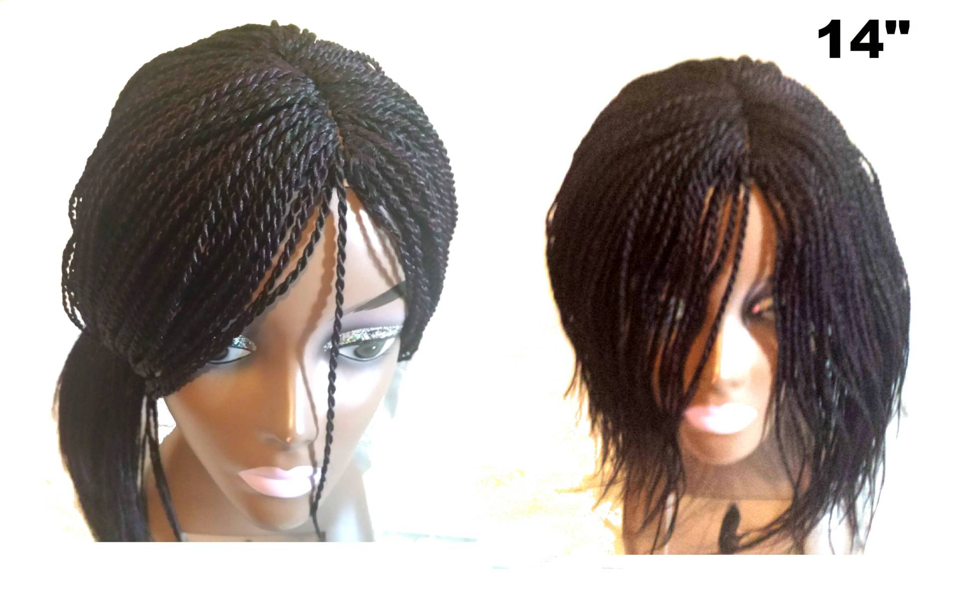 Handgeflochtene Schwarz & Dunkellila Twist Lace Front Perücke - 14" Zoll von Etsy - Diutobaby