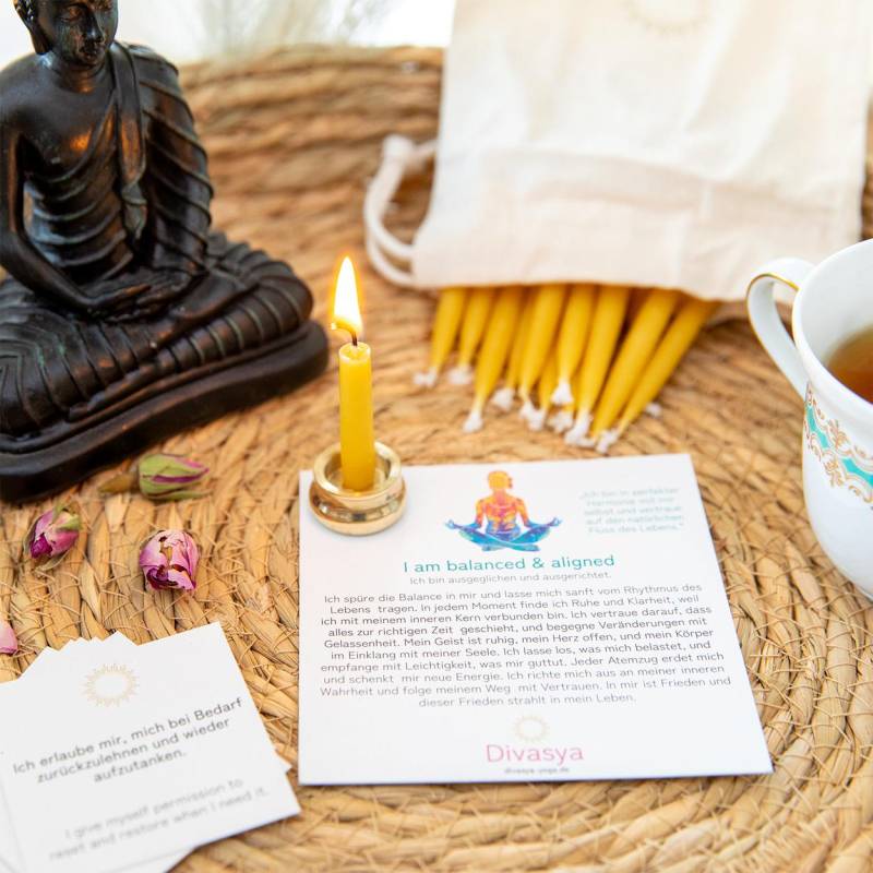 20-Minuten-Kerzen | Geschenkset Yoga, Meditation, Achtsamkeit Mindfulness Affirmationskarten Yoga Geschenk I Am Balanced & Aligned von Etsy - DivasyaYoga